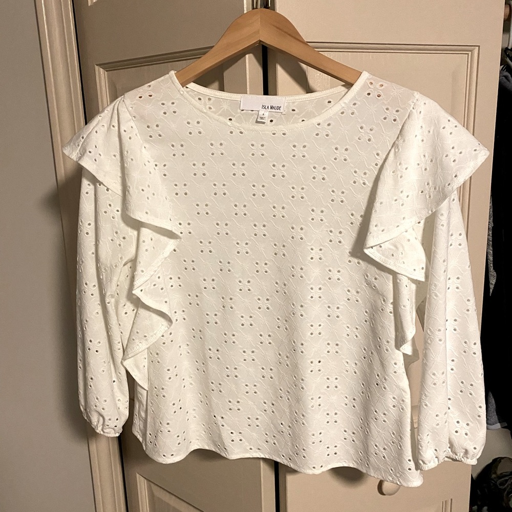Anthropologie soft white top / blouse